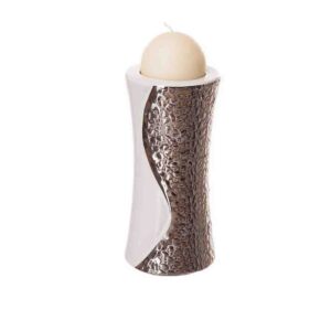 Tealight holder Silver & White 18cm