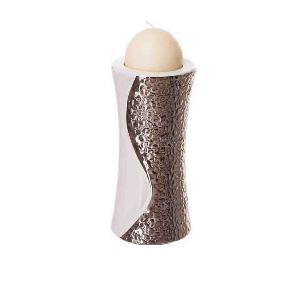 Tealight holder Silver & White 18cm