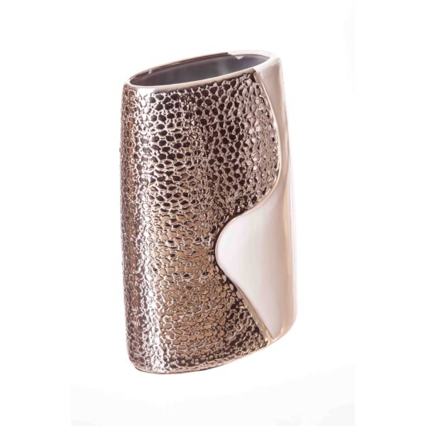 Ceramic Vase in Silver & White